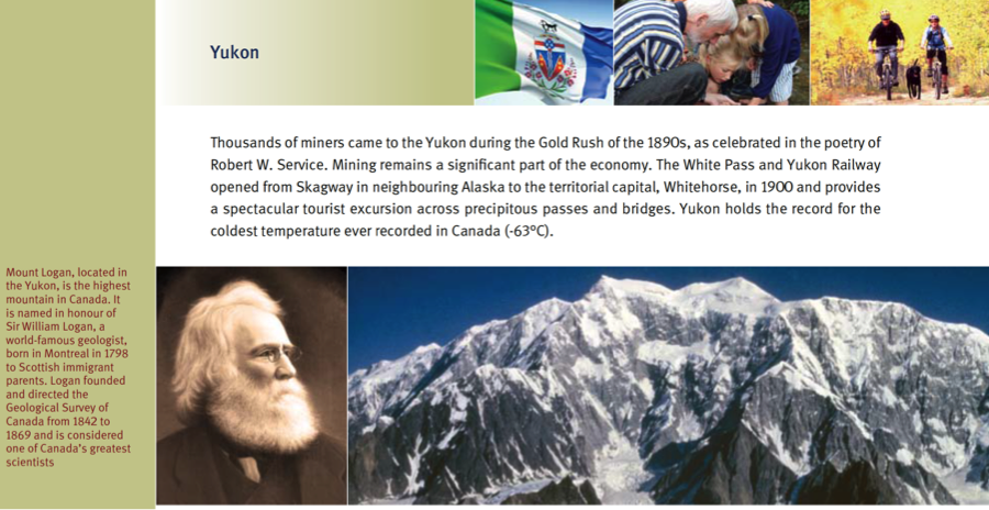 Figure 6: The Yukon panel, showing Mount Logan next to a photograph of William Logan, a geologist. 