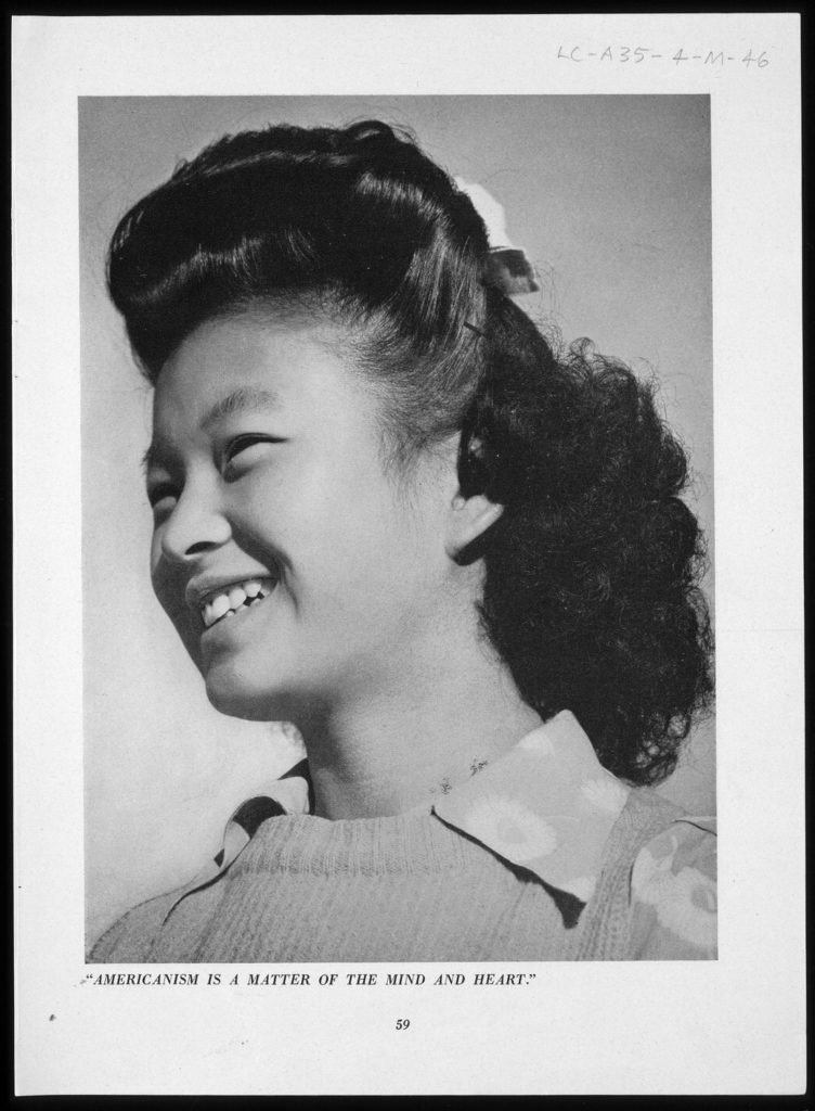 A portrait of Yeko Yamamoto, a young Japanese American girl, at a 2/3 view to the left