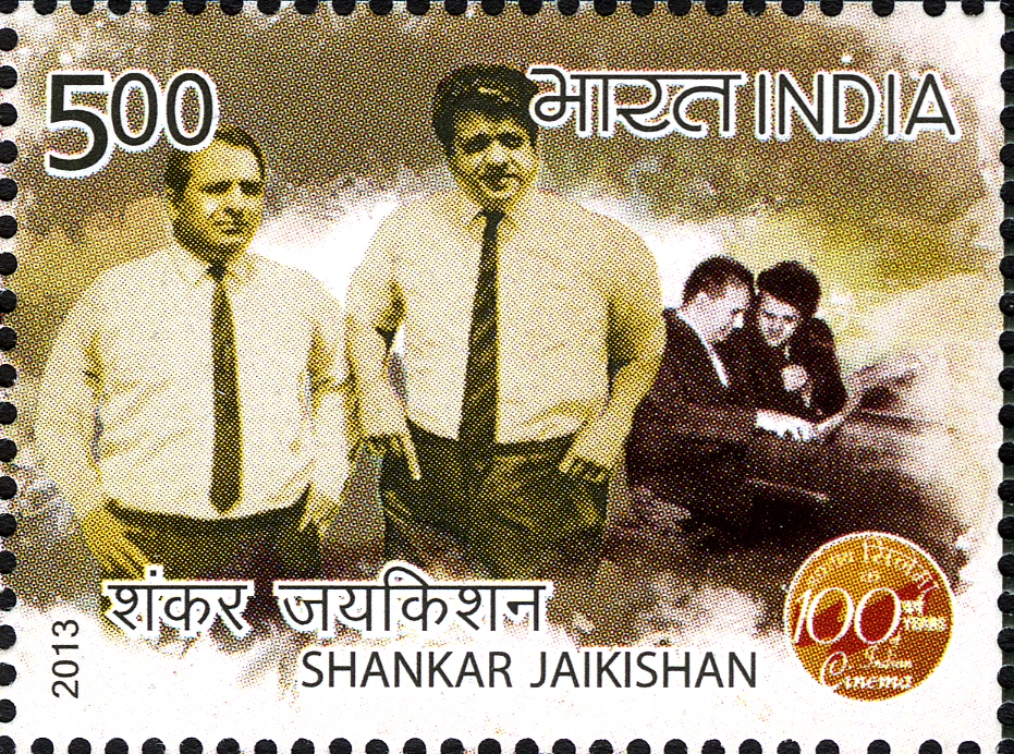 A commemorative postage stamp depicting Shankar-Jaikishan issued by the Government of India in 2013. 