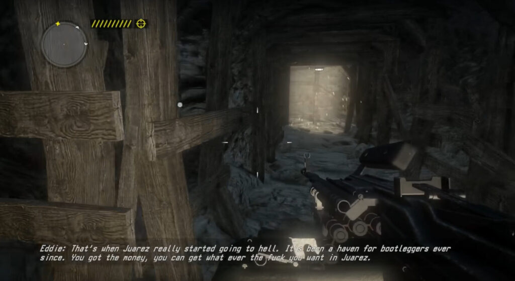 Screengrab from Call of Juarez: The Cartel. First-person point of view turning a corner.