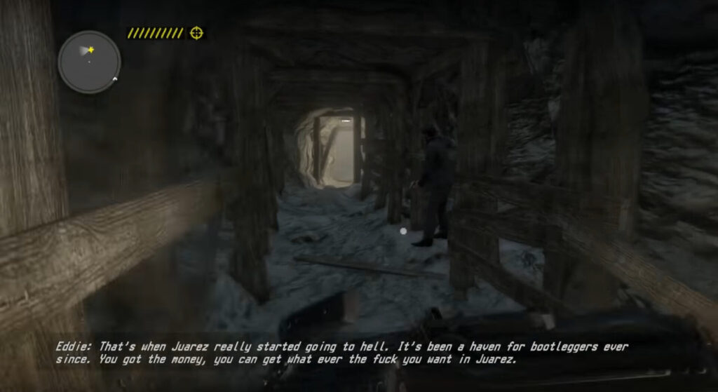 Screengrab from Call of Juarez: The Cartel. First-person point of view running down a corner.